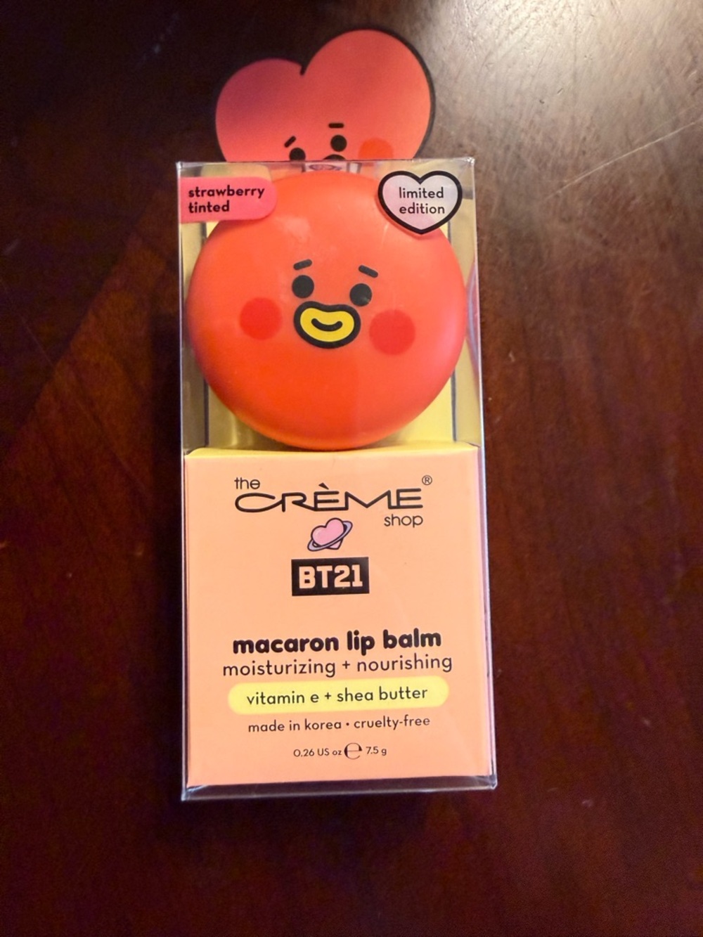 BT21 TATA Macaron Lip Balm by the Crème Shop - Strawberry Tinted Limited Edition